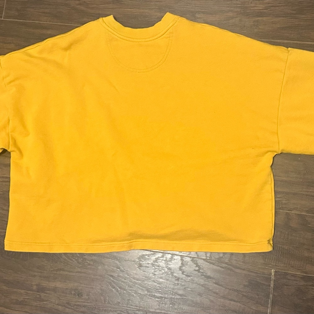 Time & Tru Yellow Oversized Sweatshirt With Balloon Sleeves Size Large - Picture 5 of 7